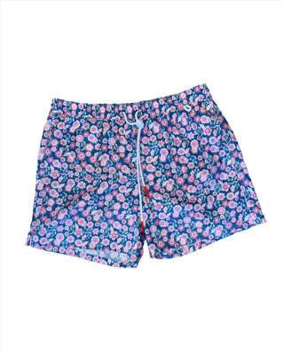 ISAIA Floral Print Drawstring Swim Trunks