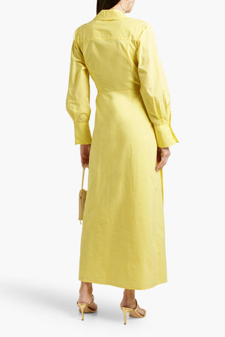 SIMKHAI BRIAR WRAP-EFFECT COTTON-BLEND POPLIN MAXI SHIRT DRESS - Size 4