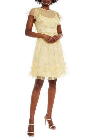VALENTINO RUFFLED GLITTERED TULLE DRESS - Size 40