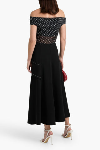 ALICE + OLIVIA ISADOLA OFF-THE-SHOULDER POLKA-DOT MESH TOP - Size S