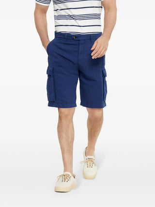Brunello Cucinelli Cotton Cargo Shorts in Dark Blue