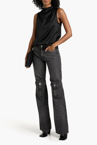 RAG & BONE JULIE DRAPED SATIN-CREPE TOP - Size S