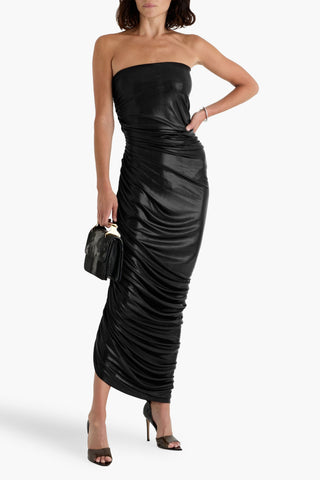 NORMA KAMALI DIANA STRAPLESS RUCHED LAM GOWN - Size 42