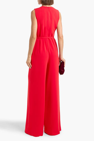 MAX MARA SONDRIO BELTED CREPE WIDE-LEG JUMPSUIT - Size 42