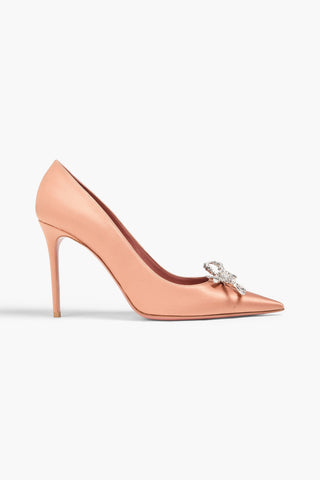 AMINA MUADDI ROSIE CRYSTAL-EMBELLISHED SATIN PUMPS - Size 39.5