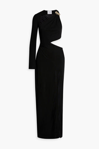 GALVAN  LONDON ALICJA ONE-SLEEVE EMBELLISHED CUTOUT JERSEY GOWN - Size 40