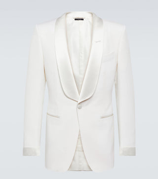 Tom Ford Tom Ford White Satin Shawl Lapel Tuxedo Jacket