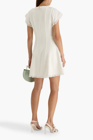 SIMKHAI ANIELLE FRINGED CUTOUT TWEED MINI DRESS - Size 6
