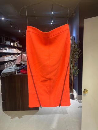 Tom Ford Structured Side-Zip Pencil Skirt Bright Orange