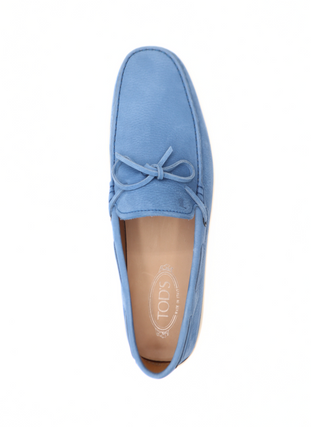 Tods Pebbled Leather Laccetto Driving Loafers Light Marlin Blue