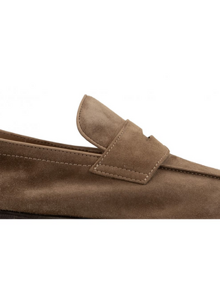 Brunello Cucinelli Suede Penny Loafers in Taupe