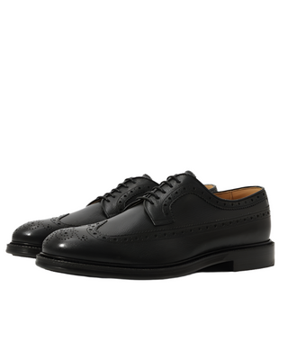 Brunello Cucinelli Grained Leather Wingtip Derby Brogues Black