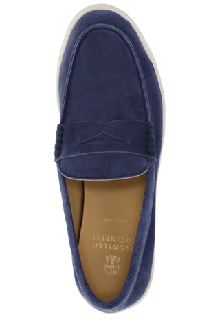 Brunello Cucinelli Suede Penny Loafers with Sneaker Sole Deep Blue