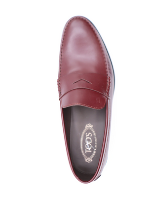 Tods Burgundy Ruched Leather Mocassino Loafers