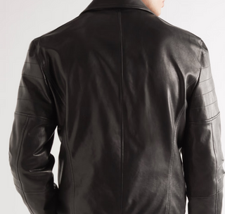 Brunello Cucinelli Leather Asymmetrical Zip Biker Jacket in Black