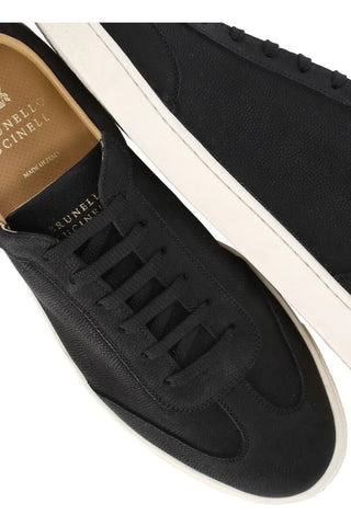 Brunello Cucinelli Pebbled Leather Lace-Up Low-Top Sneakers