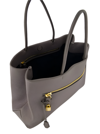 Tom Ford Grained Leather Zip Tote Bag with Padlock