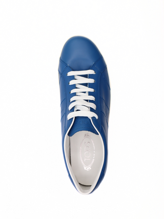 Tods Tod's Baltic Blue Leather Low-Top Sneakers with Contrast Sole