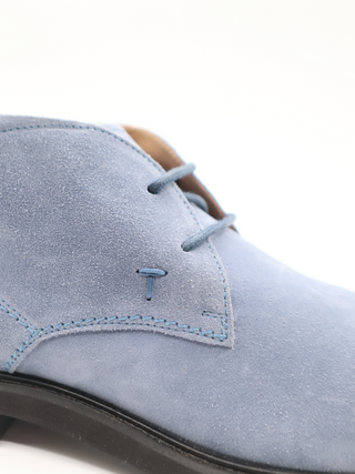 Tods Light Blue Suede Lace-Up Chukka Boots