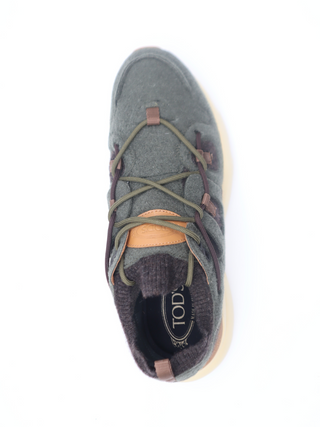 Tods Multi-Tone Felt Lace-Up Sport Sneakers