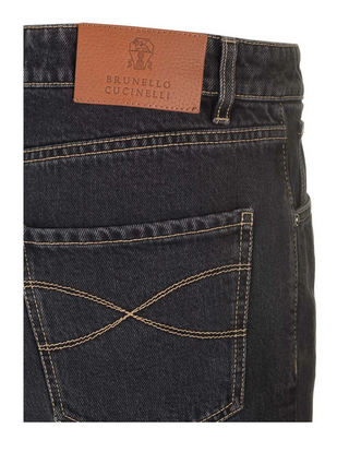 Brunello Cucinelli Brunello Cucinelli Dark Wash Denim Panel-Knee Trousers