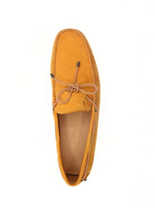 Tods Orange Suede Laced Braided Gommino Driver Shoe