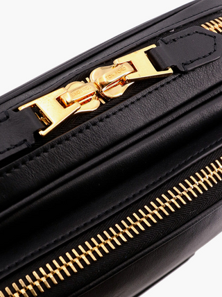 Tom Ford Leather Dual-Zip Shoulder Bag Black
