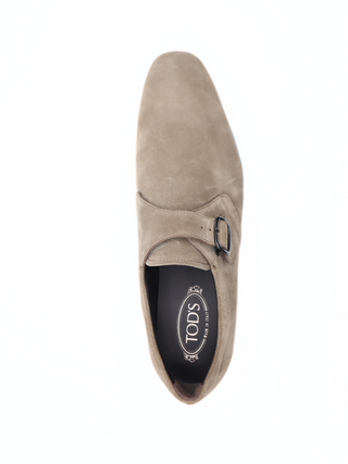 Tods Suede Single Buckle Monk Strap Loafers