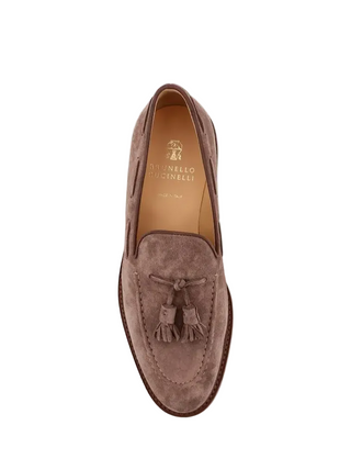Brunello Cucinelli Mens Tassel Loafers in Brown
