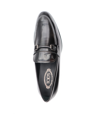 Tods Polished Leather Buckle Loafers Black