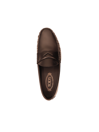 Tods Leather Ruched Moccasin Penny Loafers