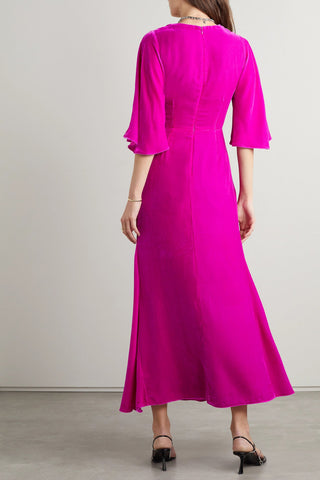 LES RÊVERIES CUTOUT VELVET MIDI DRESS - Size 0
