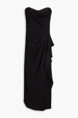 SIMKHAI KEELAN STRAPLESS WRAP-EFFECT CREPE MIDI DRESS - Size 2