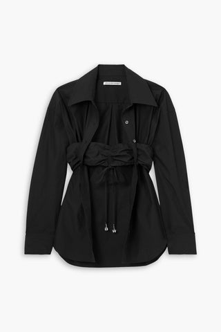 ALEXANDER WANG LAYERED RUCHED COTTON-POPLIN SHIRT - Size 6