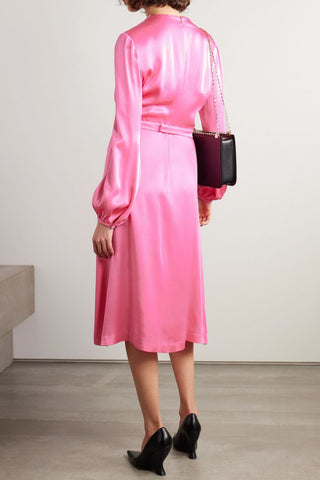 STELLA MCCARTNEY DRAPED DUCHESSE-SATIN MIDI DRESS - Size 40