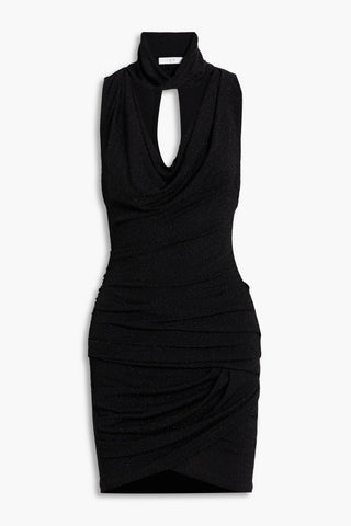 IRO MIKANO CUTOUT METALLIC STRETCH-KNIT MINI DRESS - Size 34