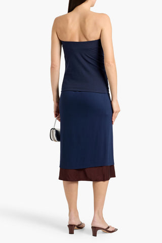 NORMA KAMALI STRAPLESS FRENCH COTTON-BLEND TERRY TOP - Size 42