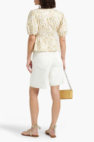DEREK LAM MAUREEN FLORAL-PRINT COTTON-BLEND POPLIN TOP - Size 16