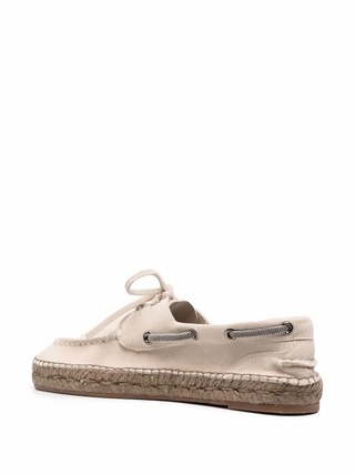 Brunello Cucinelli Lambskin Suede Espadrille Boat Shoes
