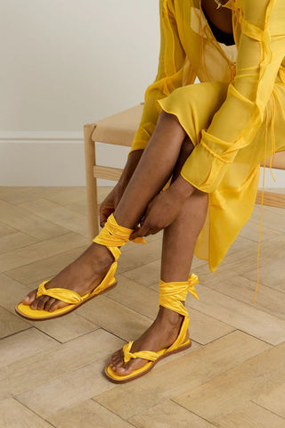 CHRISTIAN LOUBOUTIN NILO DU DESERT TIE-DETAILED SATIN-CREPE SANDALS - Size 38