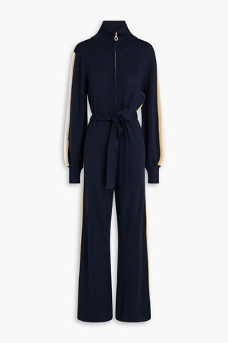 WE NORWEGIANS GELIO BELTED MERINO WOOL-BLEND JUMPSUIT - Size L