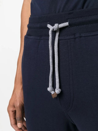 Brunello Cucinelli Cotton-Blend Drawstring Jogger Trousers Cobalt Blue