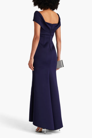 BADGLEY MISCHKA EMBELLISHED DRAPED SCUBA GOWN - Size 4