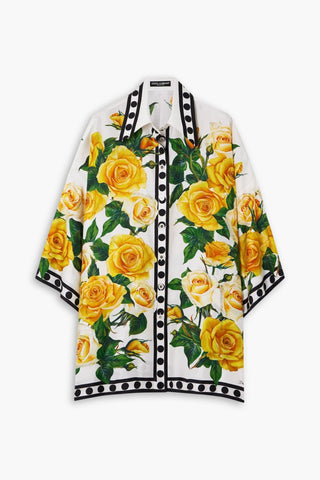 DOLCE&GABBANA PRINTED SILK-TWILL SHIRT - Size 40