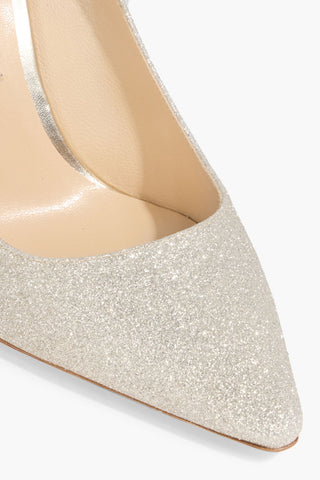 JIMMY CHOO ROMY 100 GLITTERED WOVEN PUMPS - Size 39.5