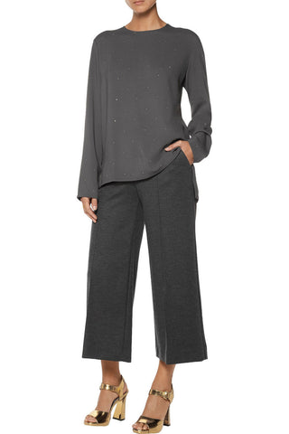 STELLA MCCARTNEY CRYSTAL-EMBELLISHED CREPE DE CHINE TOP - Size 40