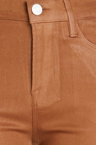 FRAME LE HIGH CROPPED COATED HIGH-RISE STRAIGHT-LEG JEANS - Size 24