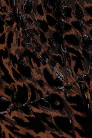 PAIGE YSABEL RUFFLED LEOPARD-PRINT DEVOR-VELVET MINI DRESS - Size 6