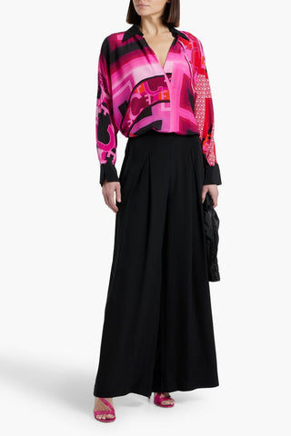 CAMILLA CRYSTAL-EMBELLISHED PRINTED SILK CREPE DE CHINE TOP - Size XS