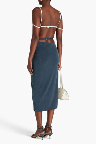 JACQUEMUS ESPELHO TWISTED CUPRO-BLEND JERSEY MIDI SKIRT - Size S